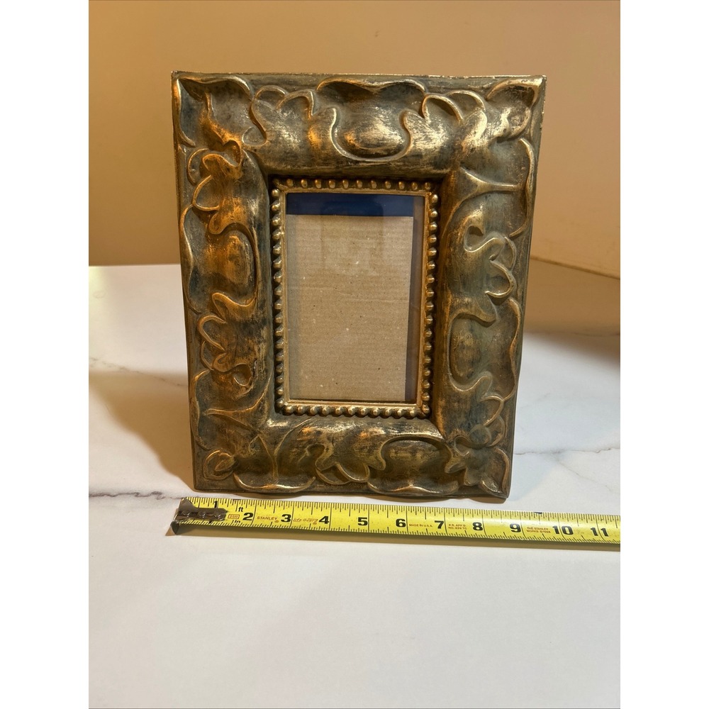 Vintage Ornate Gold Scroll Picture Frame 4x6 Beaded Baroque Tabletop Decor